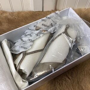 Caparros Rhinestone Bling Strap Heels Shoes 8 NWT Slingback Peep Toe